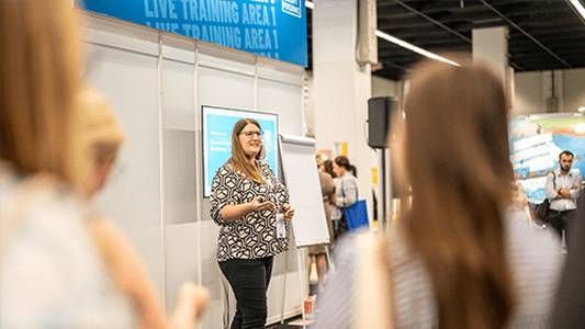 Photo of a presentation in the Live Training Area