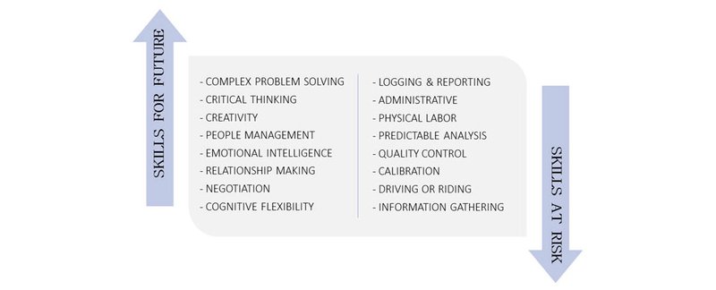Skills at Risk and needed for Future Graphic about skills at Risk and needed for Future