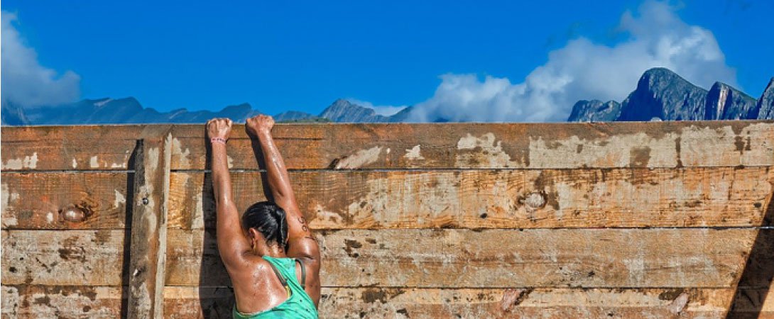 Person is climbing a wall