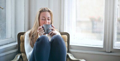 Woman drinking coffee